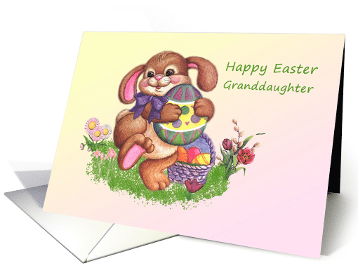 Easter card for Granddaughter with bunny and colorful eggs. card