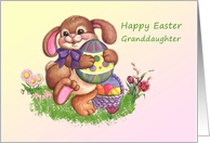 Easter card for Granddaughter with bunny and colorful eggs. card