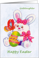 Easter card for little goddaughter - Cute bunny with Easter egg and butterfly. card