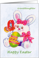 Easter card for little granddaughter - Cute bunny with Easter egg and butterfly. card