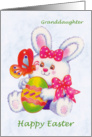 Easter card for little granddaughter - Cute bunny with Easter egg and butterfly. card