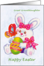 Easter card for little great granddaughter - Cute bunny with Easter egg and butterfly. card