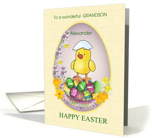 Easter Grandson Colorful Eggs Chick Flowers card (587438)