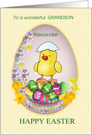 Easter Grandson Colorful Eggs Chick Flowers card