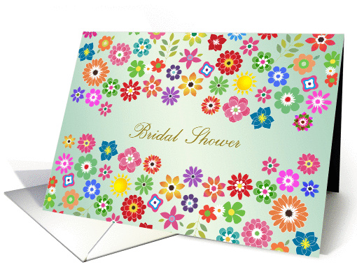 Bridal shower - colorful summer flowers from 1960's style. card