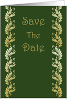 Save the Date card with leafy elegant pattern card