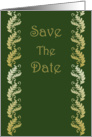 Save the Date card with leafy elegant pattern card