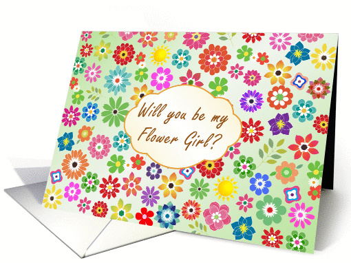 Wedding Invitation for Flower Girl - colorful flowers card (594268)