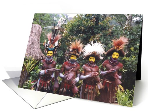 Papua New Guinea.Tribal people. Huli men card (613959)