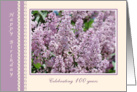 100th Birthday - Lilac flowers. card