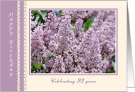 92nd Birthday - Lilac flowers. card
