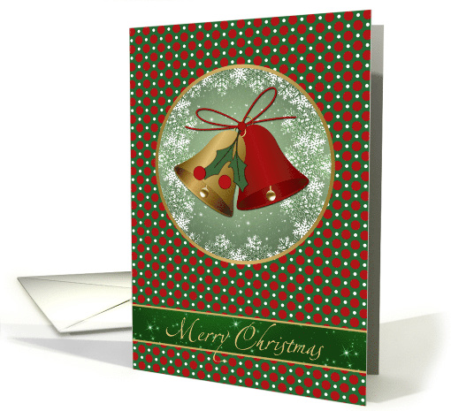 Christmas bells, snowflakes and polka dots card (673460)