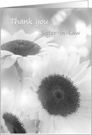 Thank you Sister-in-Law card. Black and white sunflowers card
