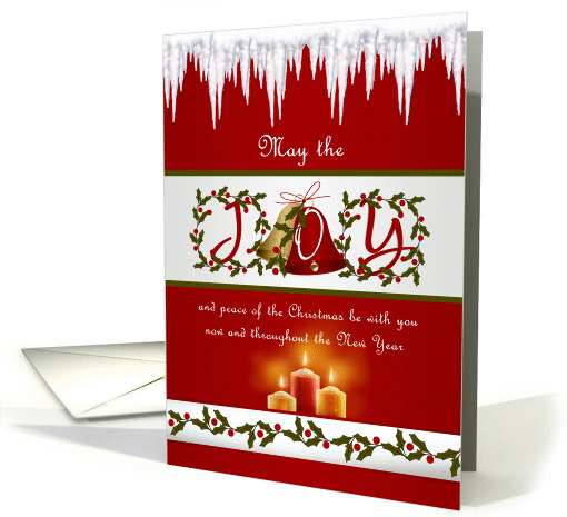 Christmas bells, holly and candles card (679321)