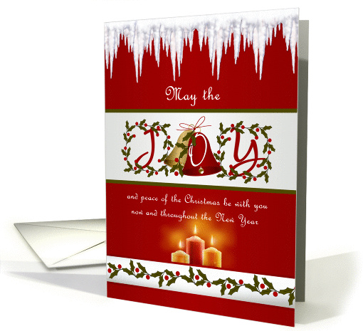 Christmas Joy card - bells, holly anf candle card (679333)