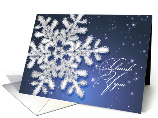 Business Thank you card - Silver snowflake on dark night... (681042)