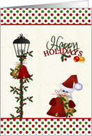 Christmas Holiday card - Santa, bells and holly card