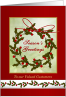 Business Christmas Customers - wreath and holly card