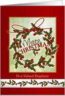 Business Christmas Employees - holly wreath card