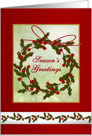 Business Christmas greetings from all of us - holly wreath card