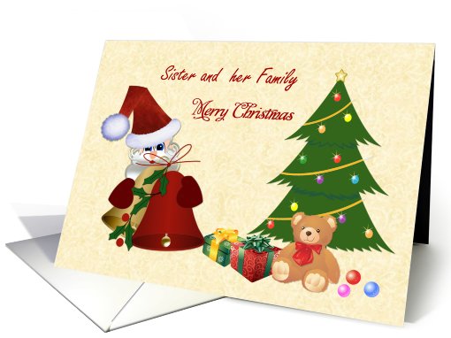 Sister and her Family. Christmas card with Santa, tree,... (683102)
