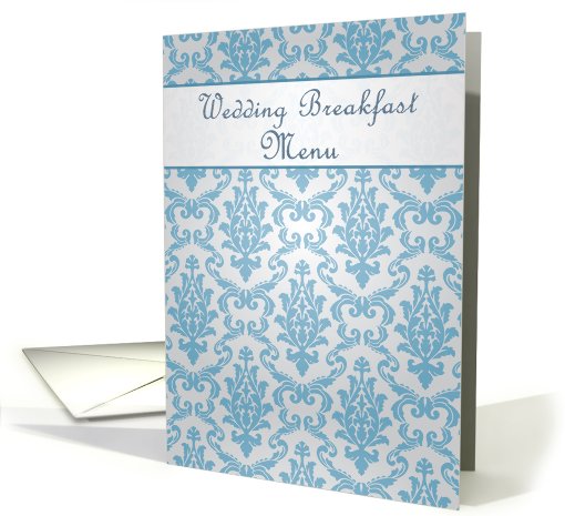 Wedding Breakfast Menu - Damask azure - blue card (699699)