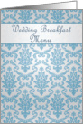 Wedding Breakfast Menu - Damask azure - blue card