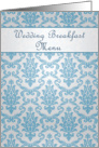 Wedding Breakfast Menu - Damask azure - blue card