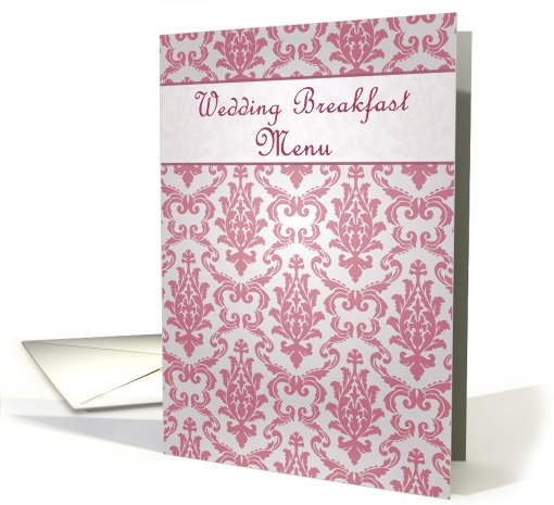 Wedding Breakfast Menu - Damask dark pink card (699702)