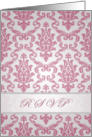 Invitation reply RSVP card - Damask dark pink card