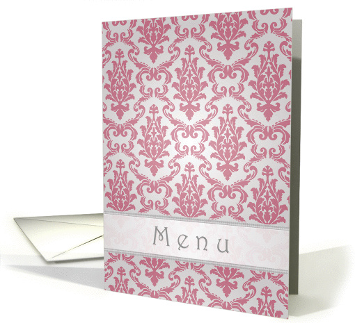 Wedding menu card - Elegant Damask dark pink pattern card (705927)