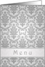 Wedding menu card - Elegant Damask silver-grey pattern card