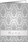 Wedding menu card - Elegant Damask silver-grey pattern card