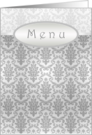 Wedding menu card - Elegant Damask silver-grey pattern card