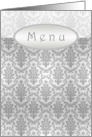 Wedding menu card - Elegant Damask silver-grey pattern card