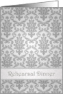 Wedding rehearsal card - Elegant Damask silver-grey pattern card