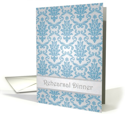 Wedding rehearsal card - Elegant Damask blue pattern card (705937)