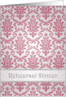 Wedding rehearsal card - Elegant Damask dark pink pattern card