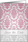 Save the Date - Elegant Damask pink pattern card