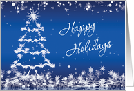 Business Christmas Holidays, customers - white tree, snowflakes, stars card