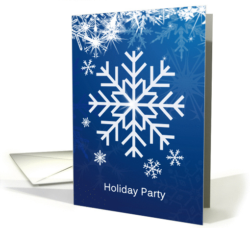 New Year's Eve party Invitation card white snowflakes on blue card