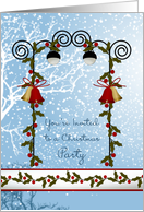 Christmas party Invitation card - bells, lantern and holly card