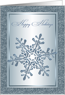 Happy Holidays card with silver blue snowflake card