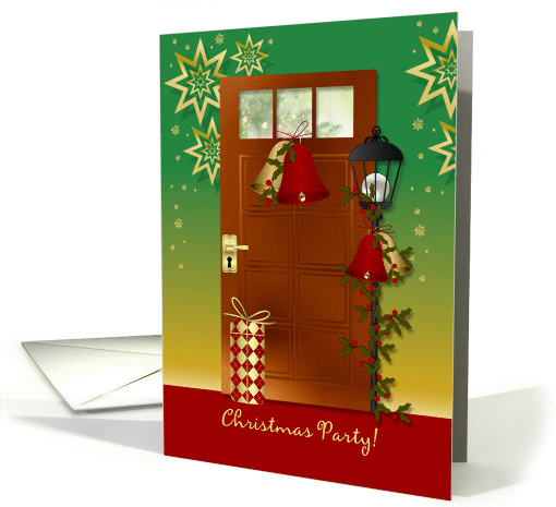 Invitation Christmas Party - christmas door bells, holly... (716702)