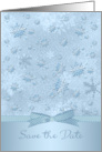 Save the date card with blue snowflakes card