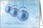 Business holidays card from all of us with snowflakes and baubles card