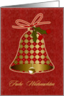 German Christmas card with bell and holly. card