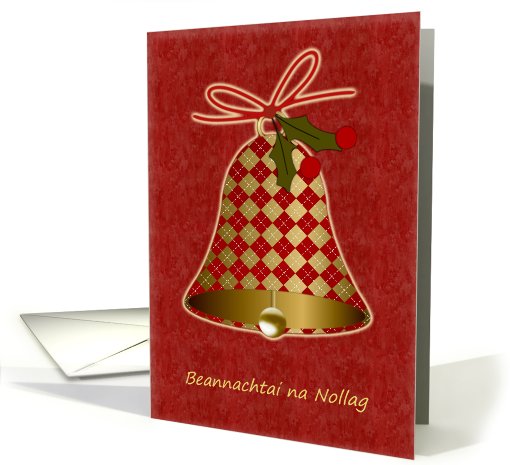 Irish Gaelic Christmas card with bell and holly. card (729356)