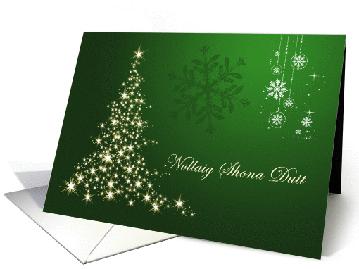Nollaig Shona Irish Gaelic Christmas - sparkling tree and... (729819)