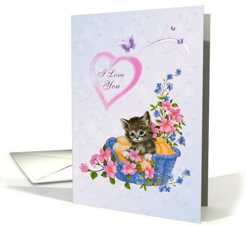Kitten and heart I Love You card. card (735938)